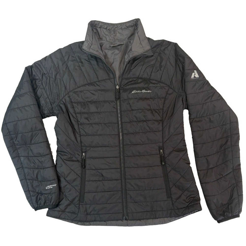 Eddie Bauer First Ascent MicroTherm Reversible Down Jacket Black Grey Women's S